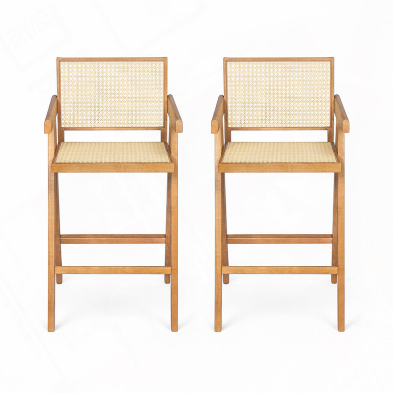 Tabouret de bar avec siège canne, Naturel