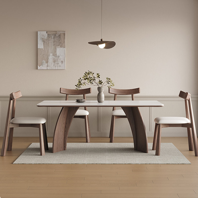 Durable White Ash Dining Table Set, 29.52"H x 70.86"L x 35.43"W