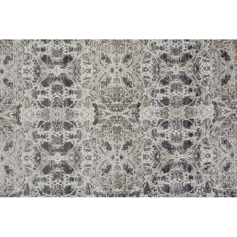 Lindstra Oriental Area Rug in Warm Gray, Rectangle 9'9" x 13'2"