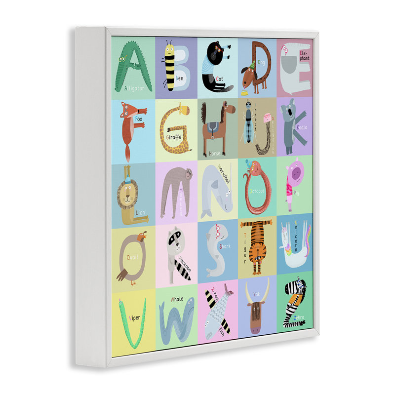 «Fun Animals», lettres giclées, par Carla Daly, H 12 po x l 12 po, Giclée encadrée blanc bord de mer