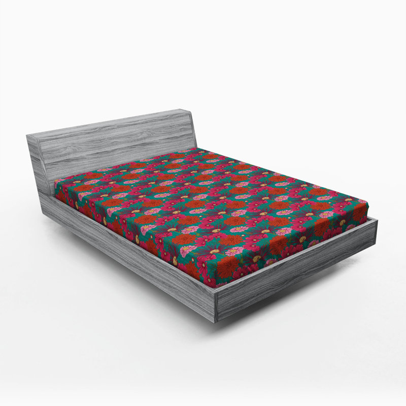 Microfiber Floral Fitted Sheet, Full Fitted Sheet