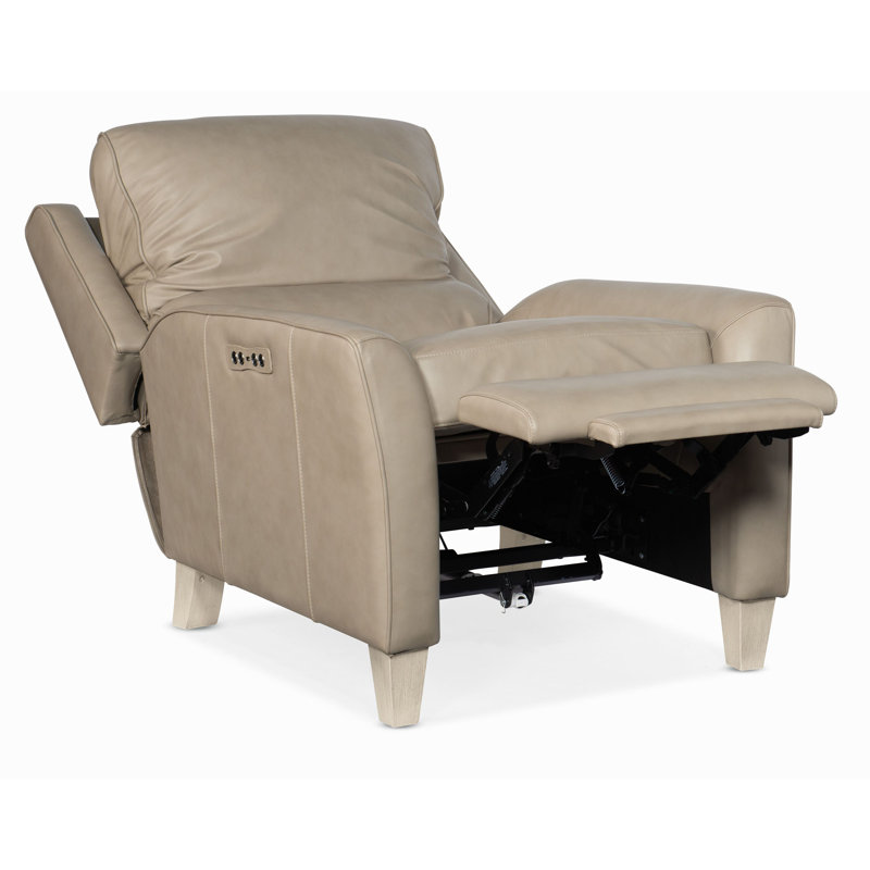 Dontay Power Recliner with Power Headrest, Beige Genuine Leather
