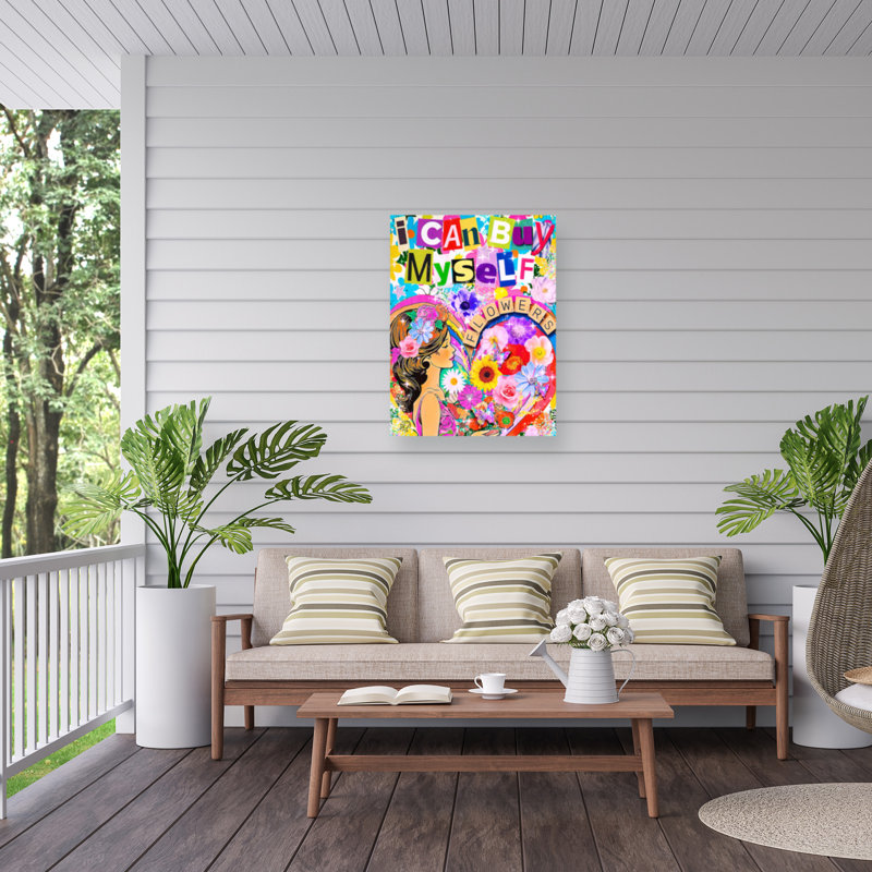 Jess Stempel I Can Buy Myself Flowers Outdoor  Canvas, 14" H x 19" W