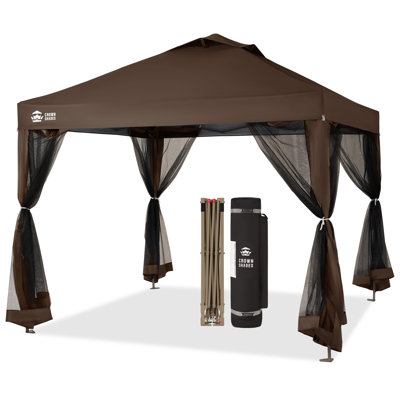 10 Ft. W x 10 Ft. D Metal Patio Gazebo for Backyard with Wheeled Storage Bag Coffee