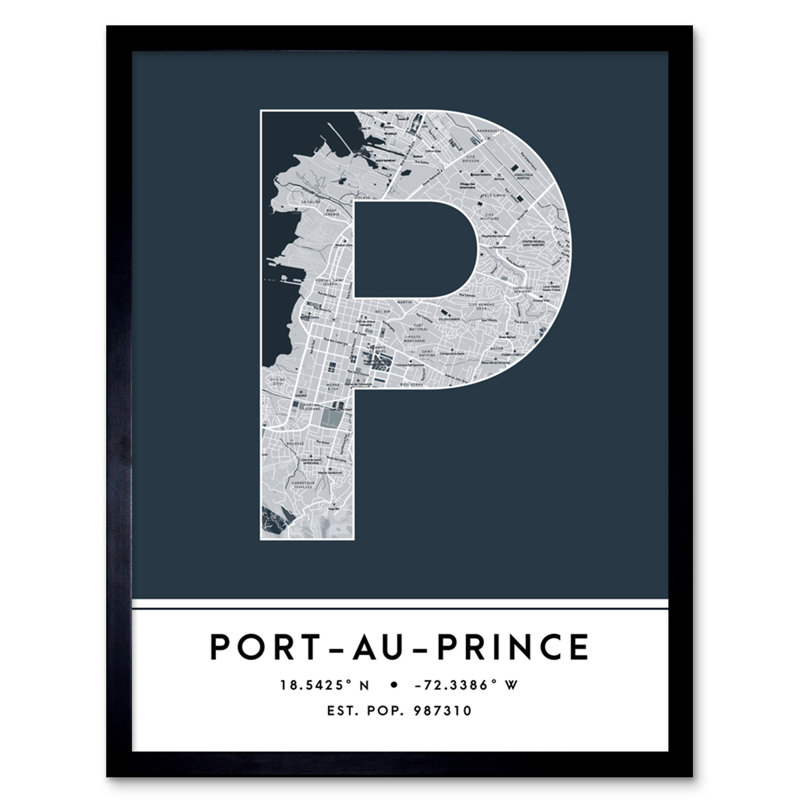 Port-Au-Prince Haiti City Map Navy - Single Picture Frame Typography