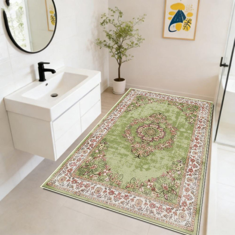 Floral Oriental Area Rug, Soft And Lightweight, Suitable For All Seasons, Easy To Maintain And Easy To Clean, Machine Washable Carpet Floor Mat, Suitable For Living Room, Bedroom, Dining Room, Hallway, Balcony, Room Decor, Home Decor, Outdoor Decor