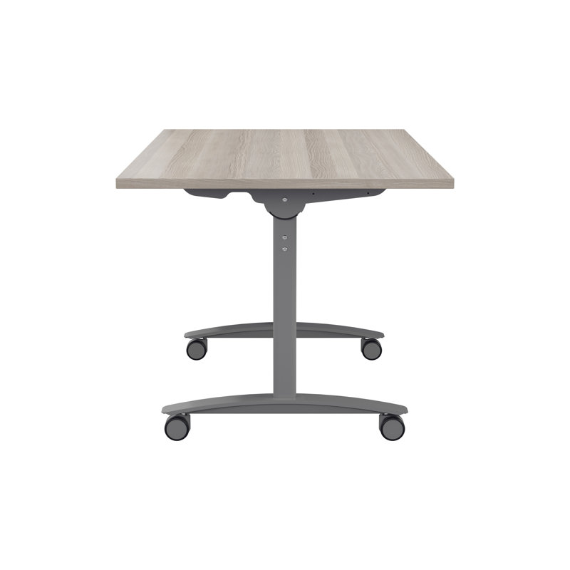 Buariki Rectangle Flip Top Modular Training Table with Casters, Grey Oak, 72cm H x 160cm W x 80cm D