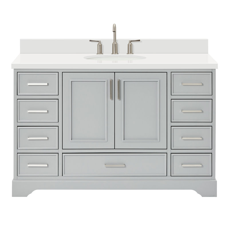 Meuble-lavabo simple avec plateau Abshire 55, Gris