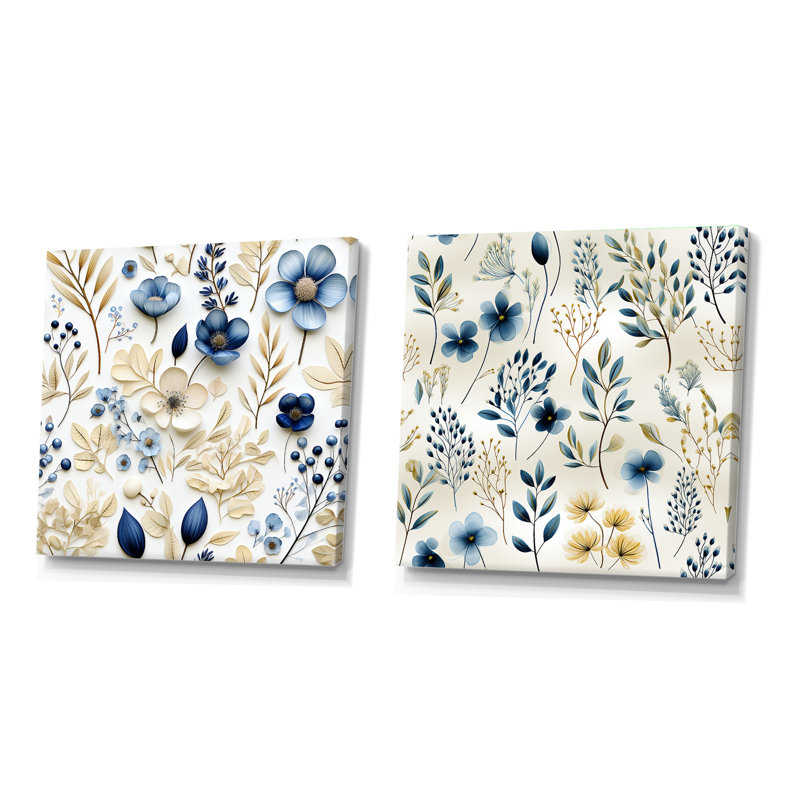 Stretford - Ensemble de 2 collages carrés floral et botanique, H 16 po x l 33 po, Toile tendue