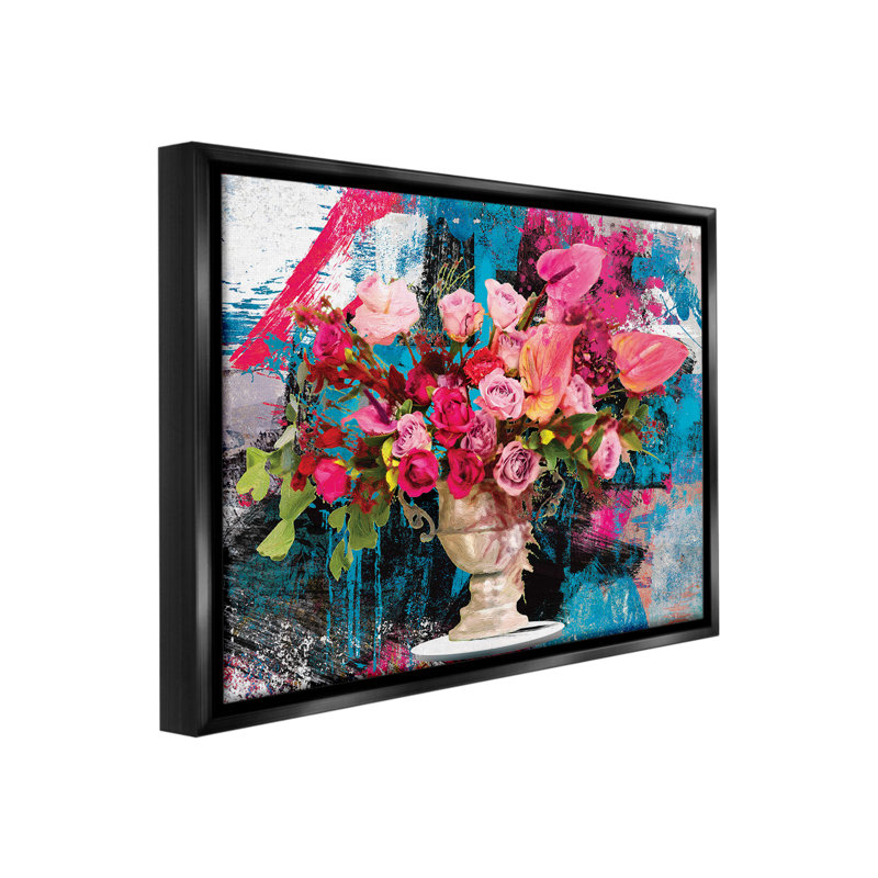 "Urban Rose Bouquet" par Porter Hastings sur toile, Cadre flottant noir de jais, H 17 po x l 21 po