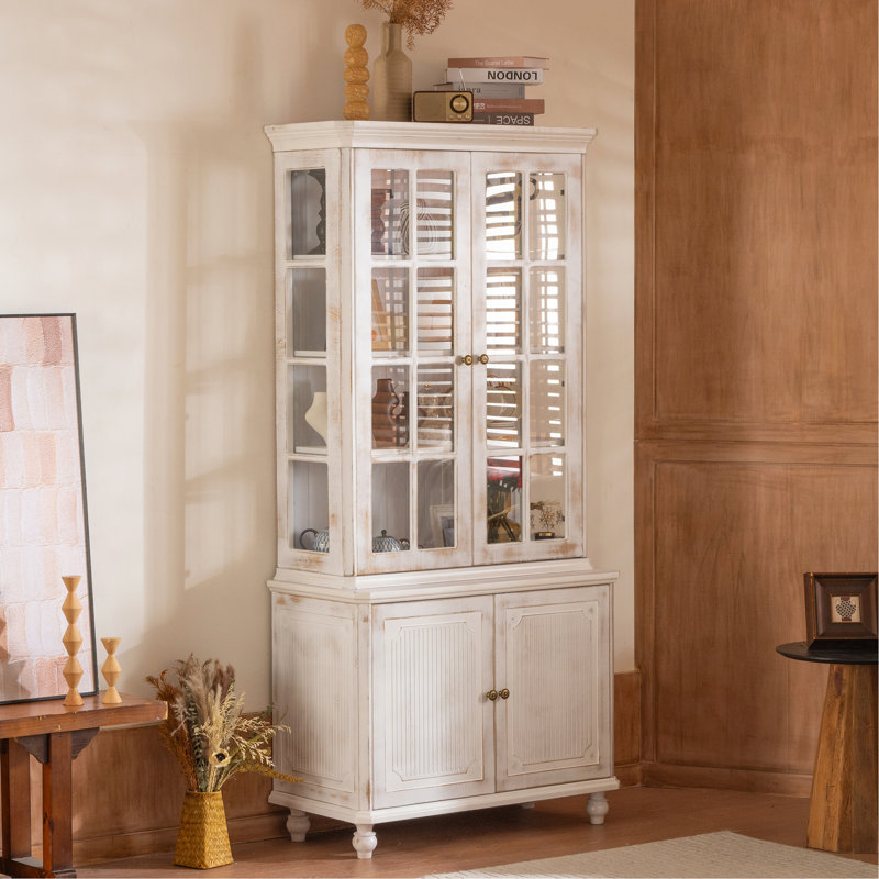 77.5''H Vintage Display Cabinet With Storage