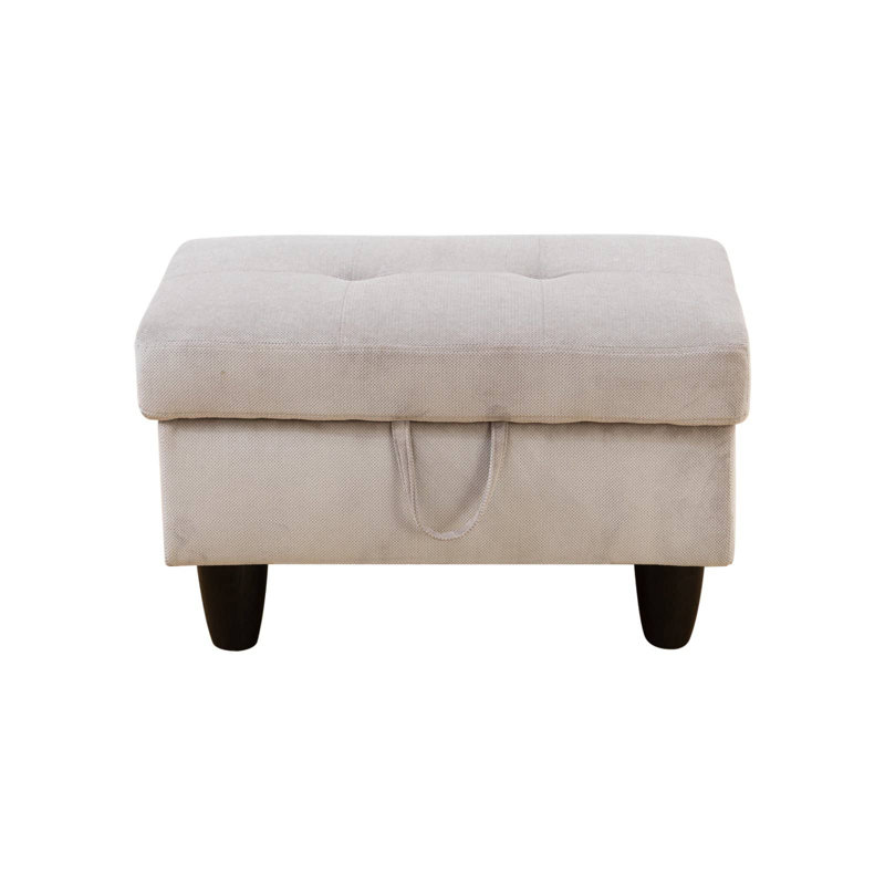 Canapé modulaire avec repose-pieds et structure en bois massif, Gris blanc