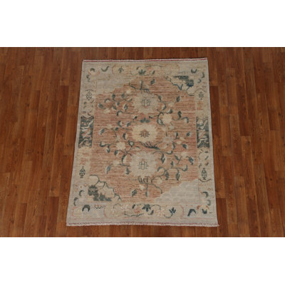 Tapis de style oriental végétal noué à la main 4 x 5 Art Deco