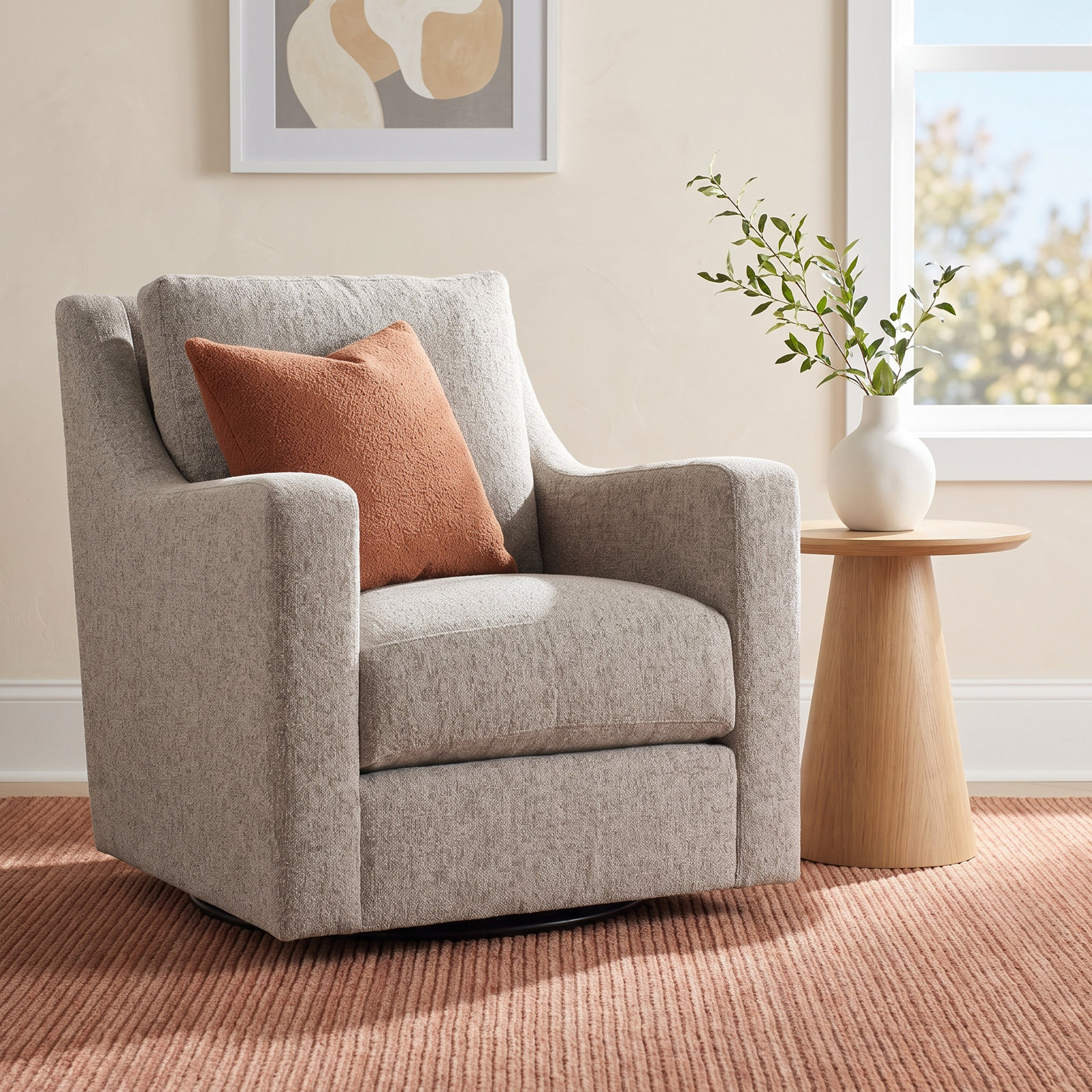 Plush Swivel Armchair