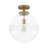 1-Light Ribbed Glass Globe Single Semi-Flush Mount