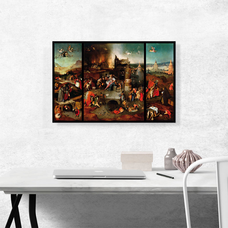 «The Temptation of St. Anthony 1516» par Hieronyme Bosch - reproduction d'art sur toile tendue, H 18 po x l 26 po x P 1,5 po