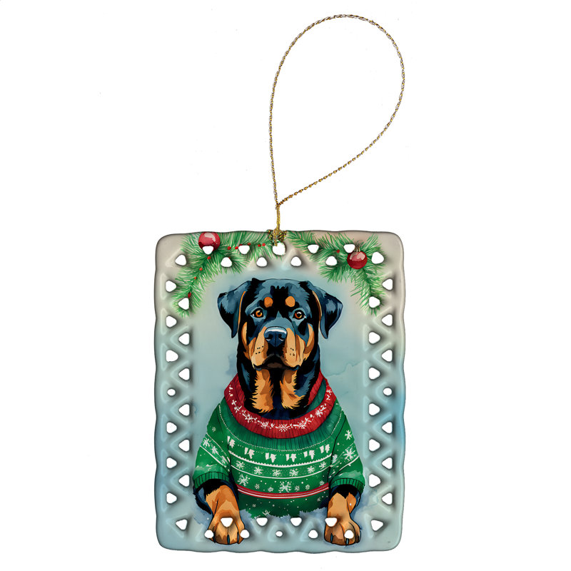 Ornement en porcelaine de Noël Rottweiler, Rottweiler 3610