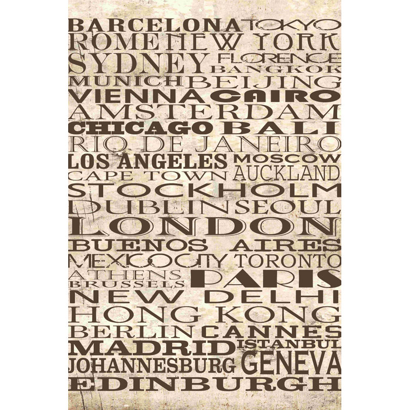 " World Cities ", 12" W x 18" H