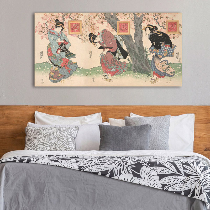 Beauties In A Spring Storm by Keisai Eisen - Wrapped Canvas Print, 50cm H x 100cm W x 4cm D