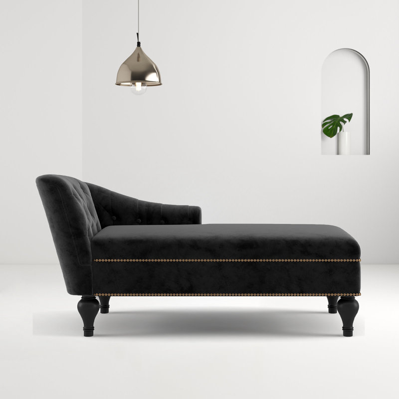 Upholstered Chaise Lounge, Black 100% Polyester