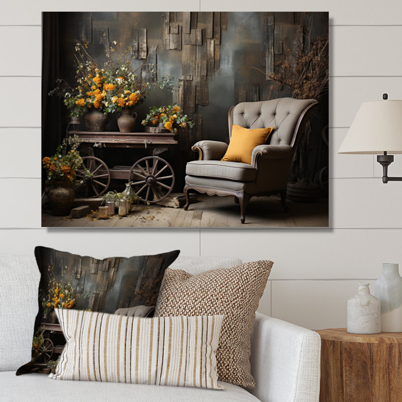 «Country Charm Rustic Serenity», reproduction d'art sur toile, Toile tendue, H 34 po x l 44 po x P 1,5 po