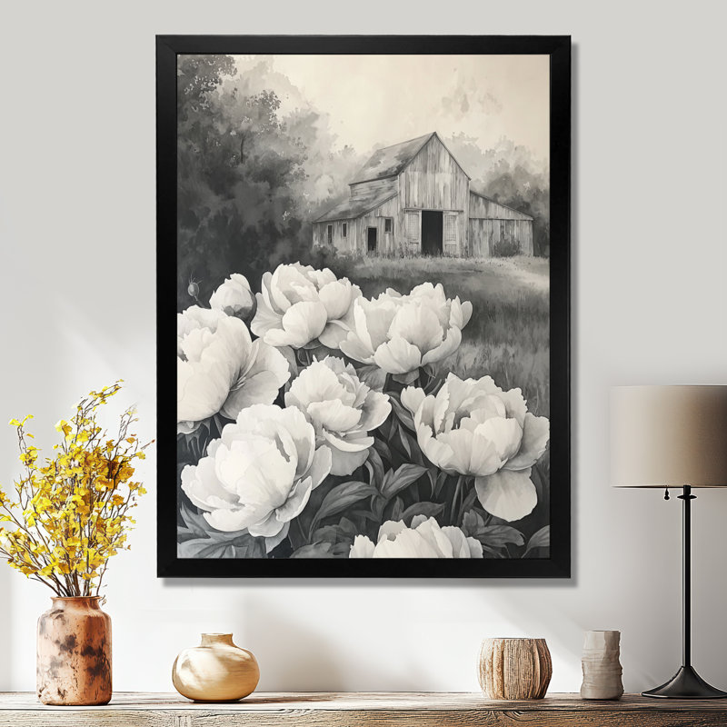 Eichler - Art mural floral, H 32 po x l 24 po, Noir, noir, noir, noir, Reproduction encadrée d'une seule photo