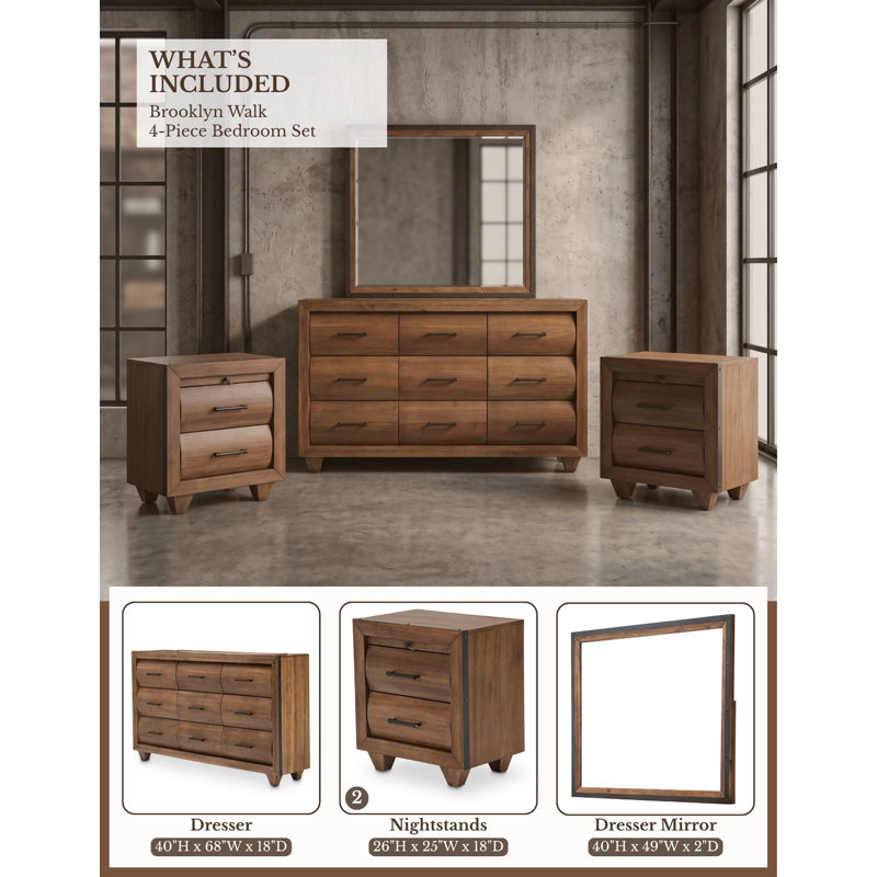 Brooklyn Walk 4-Piece Wood Bedroom Set