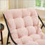 Chaise berçante d'extérieur avec coussin épais ultra-confortable, parfaite pour le salon, la chambre à coucher et le coin lecture, structure noire avec coussin rose