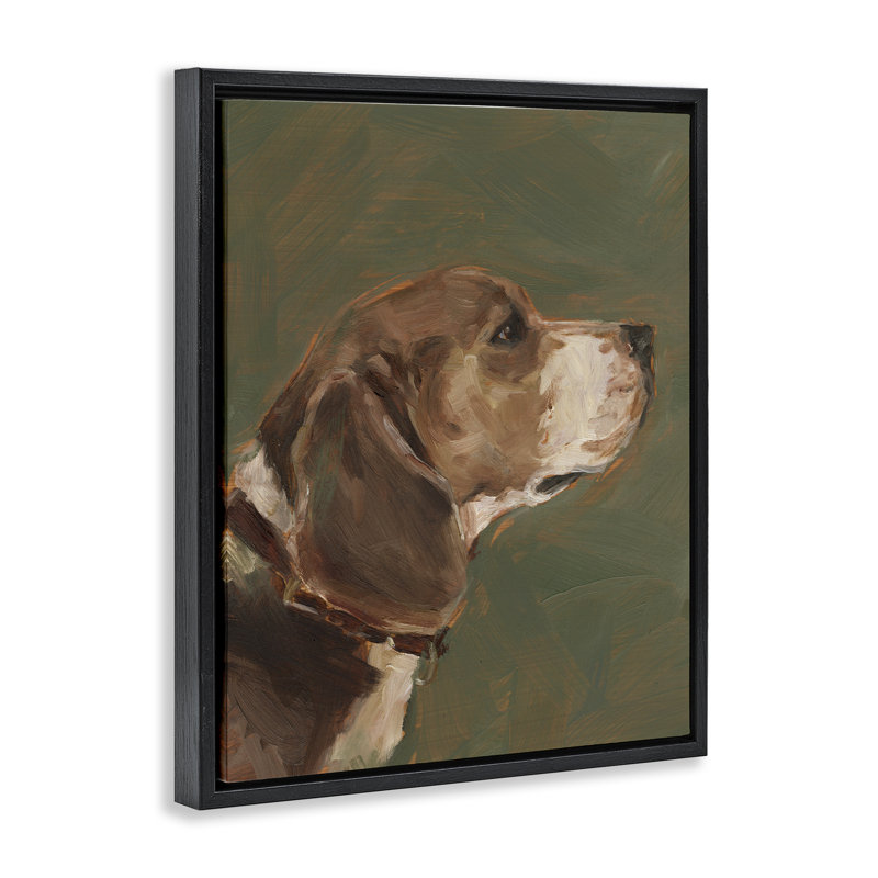 Art mural encadré traditionnel "Beagle" par Ethan Harper, Cadre flottant noir de jais, H 21 po x l 17 po