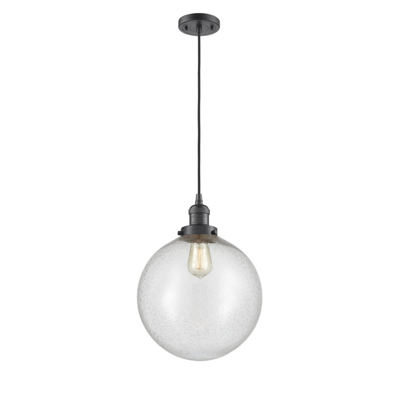 Luminaire sphère suspendu 1 lumières simple Lorene, Grainé, Ampoule non incluse, Bronze huilé