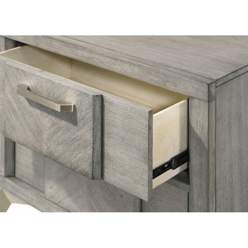 2 Drawer Nightsand In Gray Bookmatched Veneers