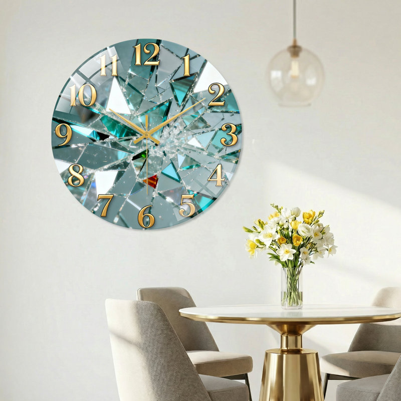 Horloge murale en verre, 40 x 40 cm (15,7 x 15,7 pouces)