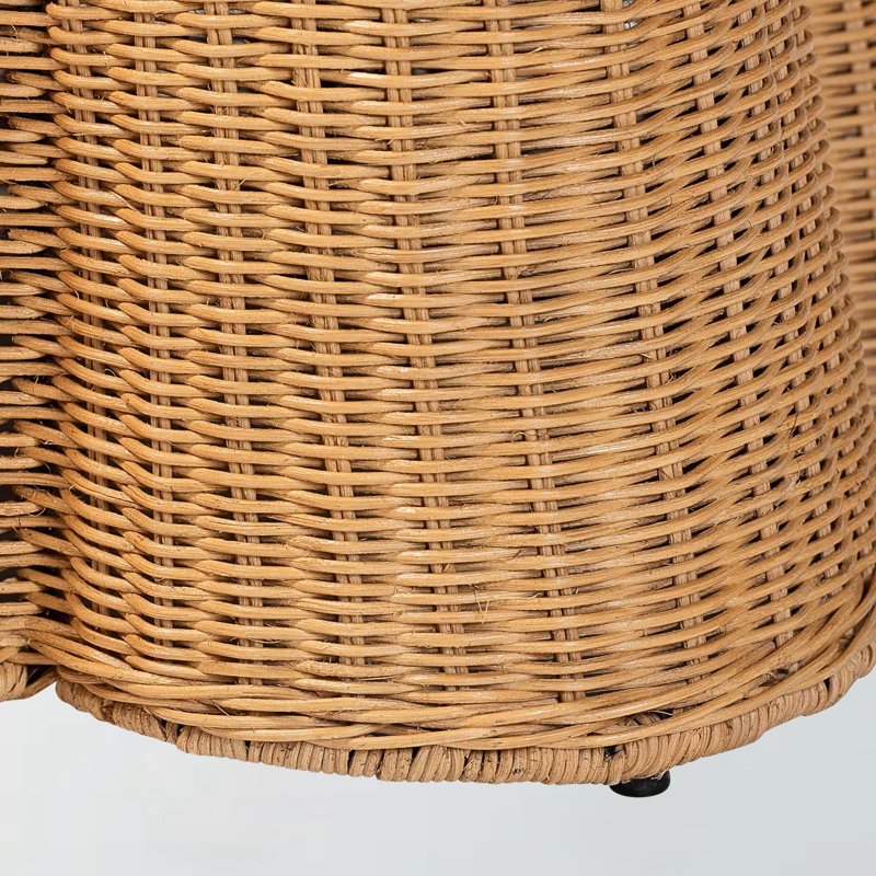 Colindres Rectangle Handwoven Wicker Rattan Ottoman with Cushion, 17.91" H X 45.79" W X 22.45" D