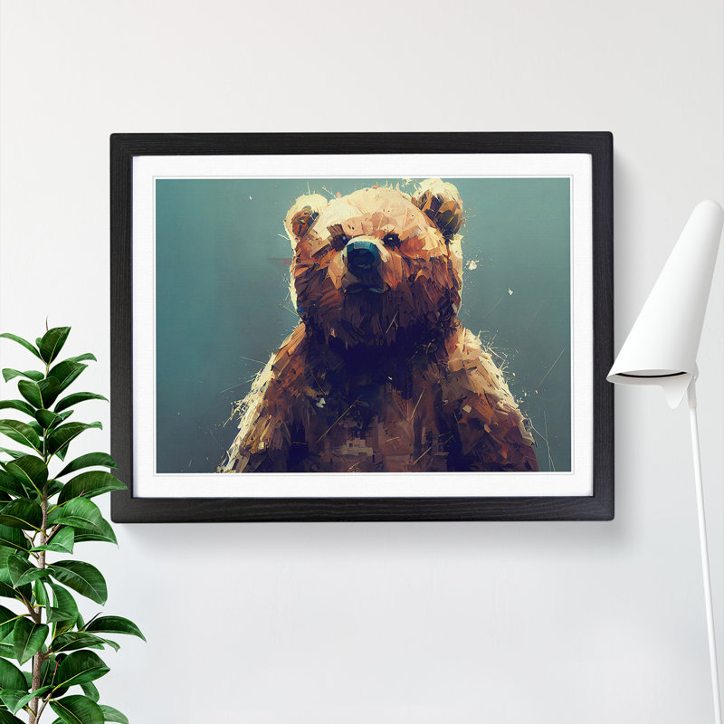 Teddy Bear Vol.3 Abstract - Single Picture Frame Print, Black, 46cm H x 64cm W x 2cm D