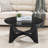 36" Round Coffee Table For Living Room, Black Wooden With Modern Design In Black, An Eye-catching And