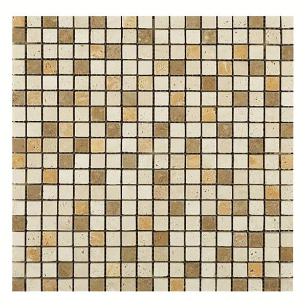 Carrelage mosaïque carré en travertin mélangé 5/8 po