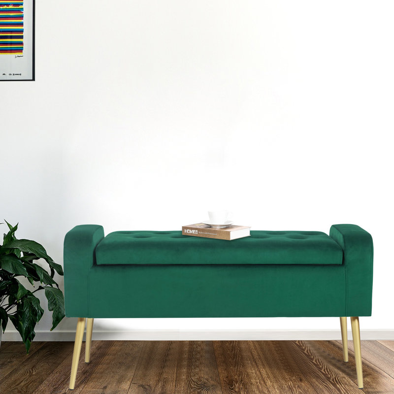 Banc de rangement rembourré Gigel, Vert