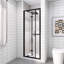 Porte de douche à double pivot 28 "x 72" avec cadre noir, verre trempé transparent de 1/4 ", enceinte pliante peu encombrante avec poignée en acier inoxydable, installation réversible-131495481