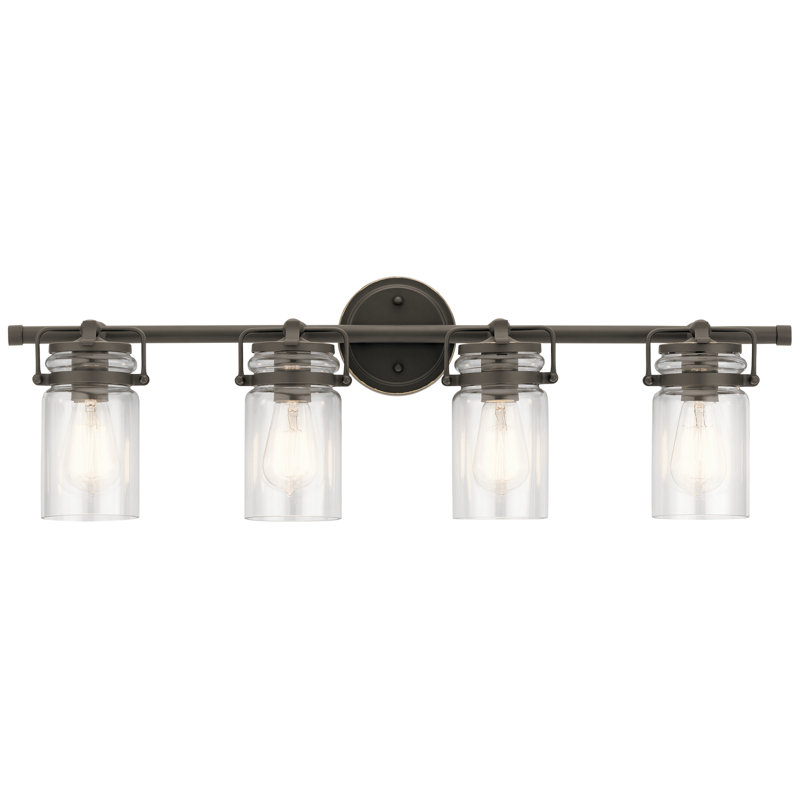 Winder 4-Light Olde Bronze Vanity Light with Clear Glass Shades, Olde Bronze