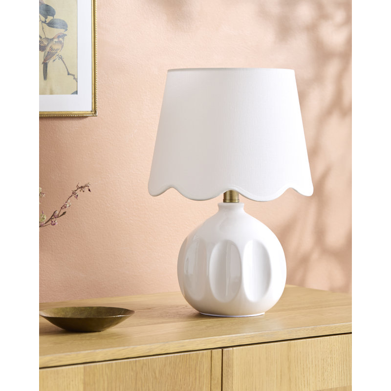 Lampe de table Amecia, Blanc, Lin lin, Blanc