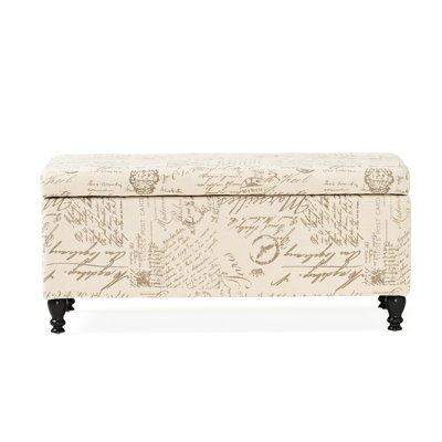 Beige Linen Fabric With Concealed Space - Wood Frame Casual And Practical Seating Inspired Storage Linen, Composition, Nuance Functional Elegant Bench
