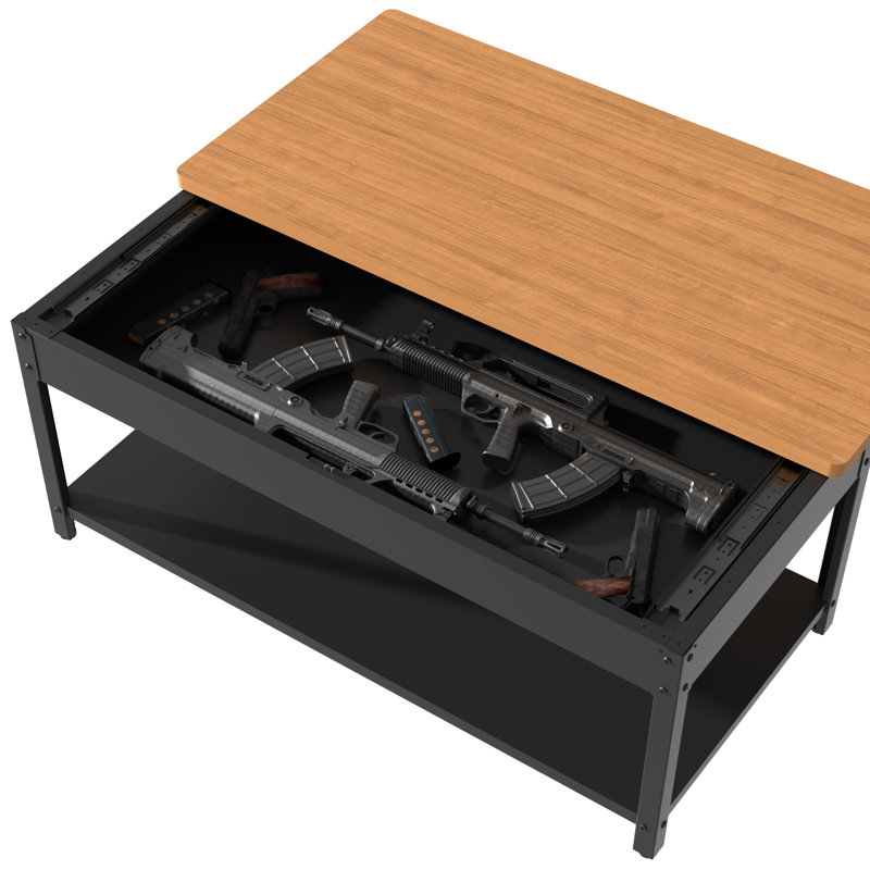 Rectangular Coffee Table with Hidden Storage & Fingerprint Lock