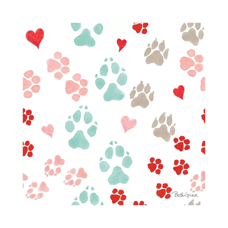 Paws Of Love Pattern IIIA by Beth Grove - Wrapped Canvas Print, 45.72 cm H x 45.72 cm W x 1.91 cm D