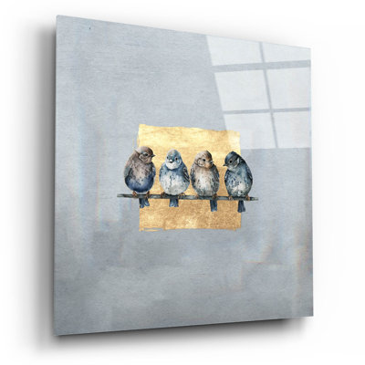 «Sparrows On A Branch» par Svetlana Aleynikova, art mural en verre acrylique