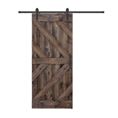 84'' Solid Wood Paneled Painted without Installation Hardware Kit Barn Door