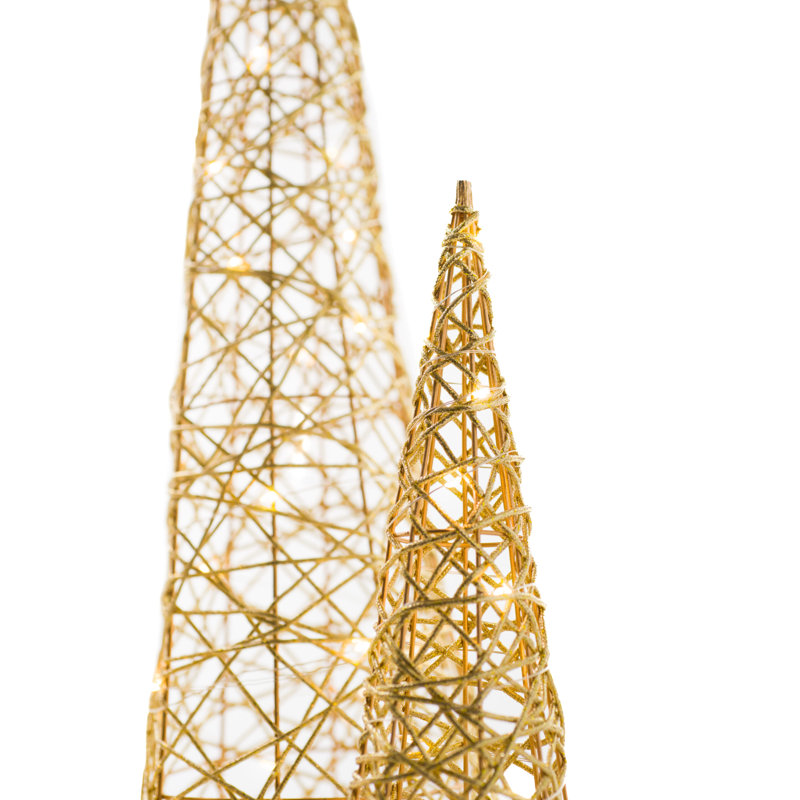 Ensemble d'arbre éclairé argenté, Doré
