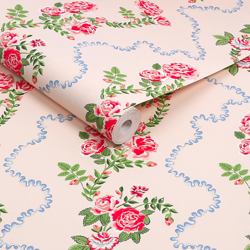 Cath Kidston Rose Flutter Wallpaper, Pink