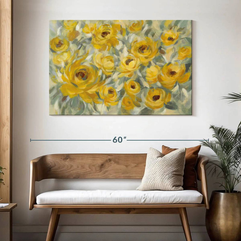 Harnek, roses jaunes éclatantes, H 32 po x l 48 po