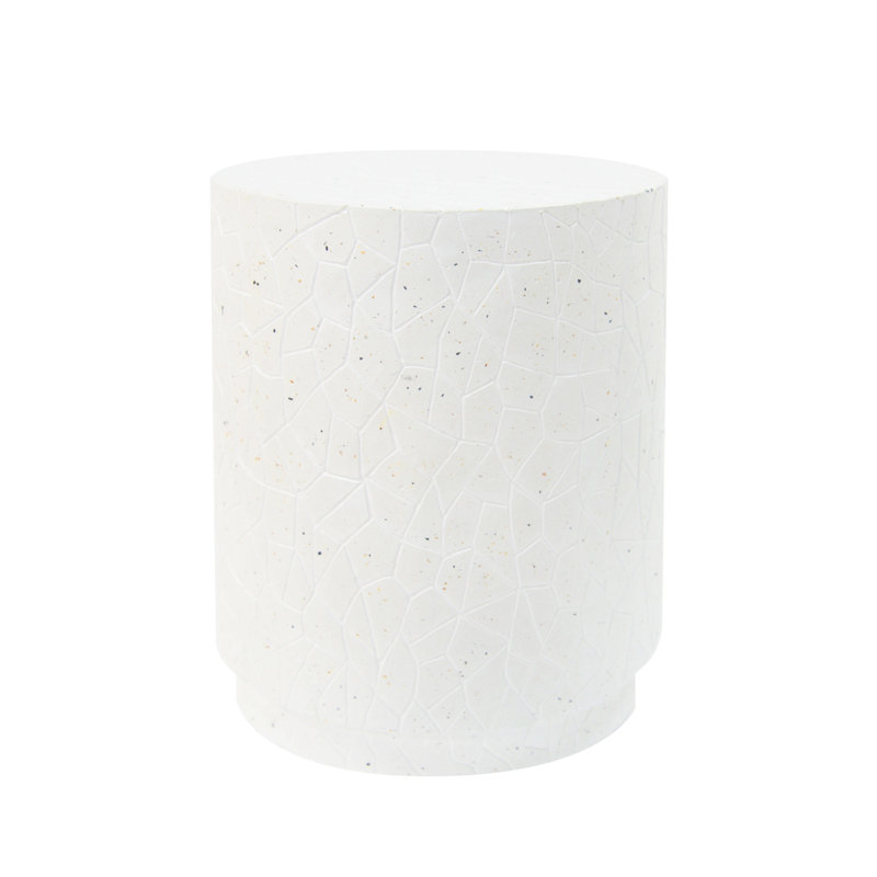 Table de bout d'extérieur en béton pour terrasse, table d'appoint de salon Terrazzo blanc