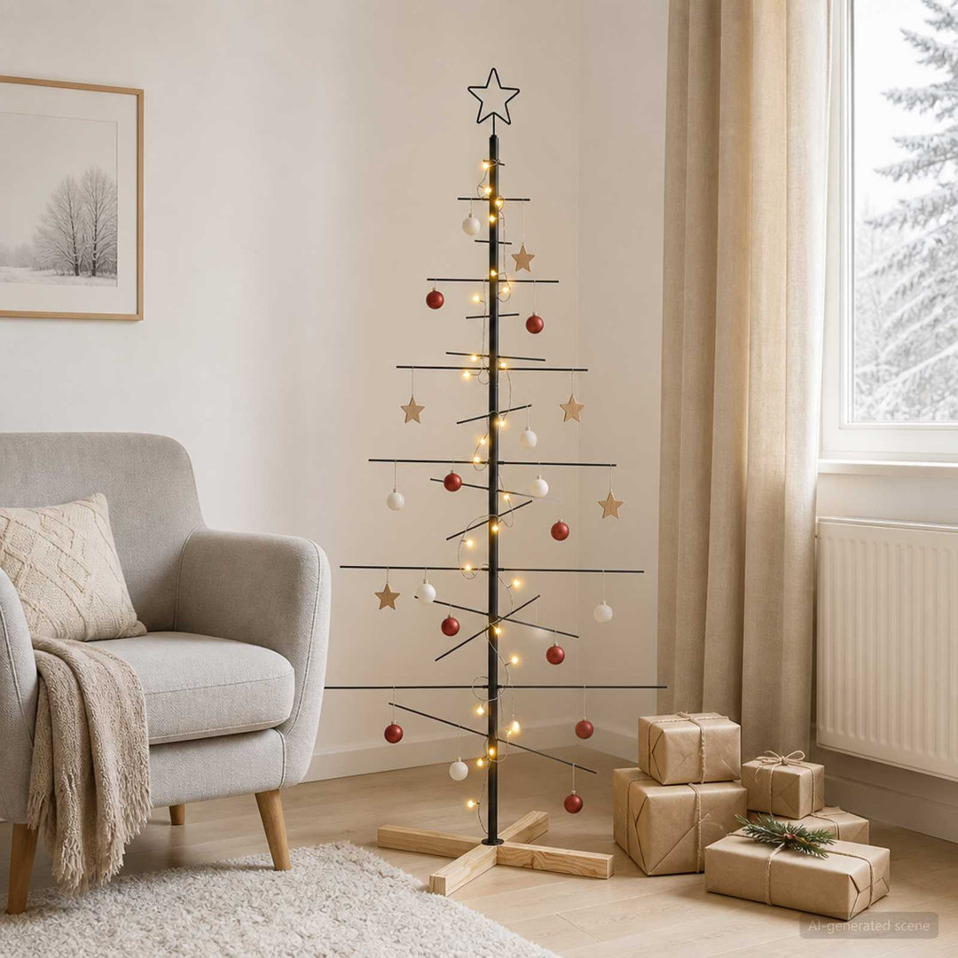 Vidaxl (Black, 150 Cm) Metal Christmas Tree Black 59.5 Cm Powder-Coated Steel - Image 3